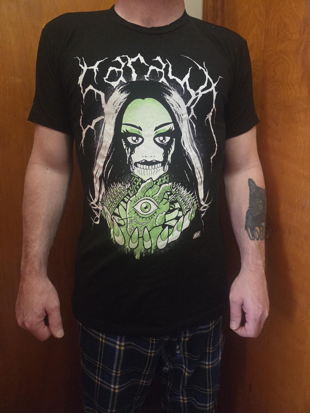AEW Saraya Black Graphic Tee with Green Horror Illustration